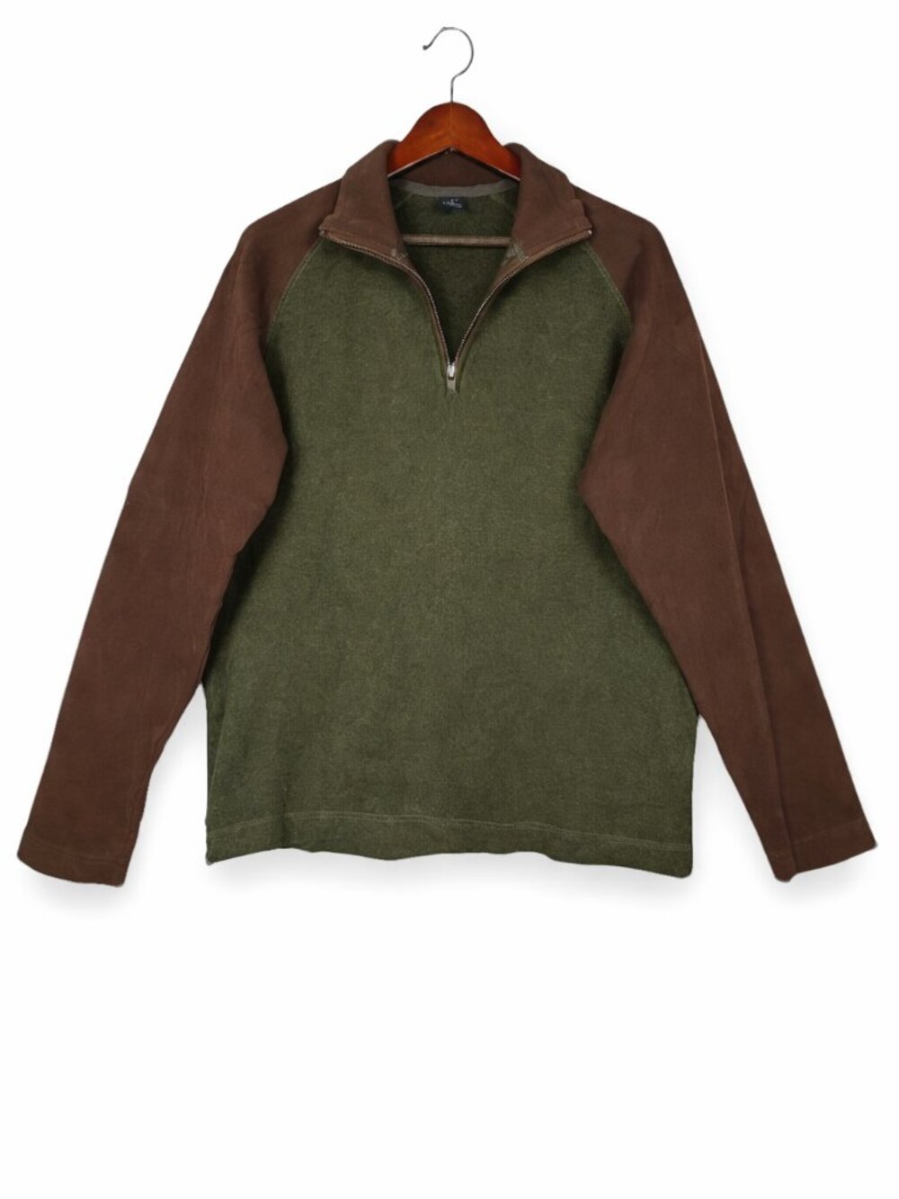 Vintage GAP Men's Green Brown 1/4 Zip Long Sleeve Sweater M 100% Cotton‎